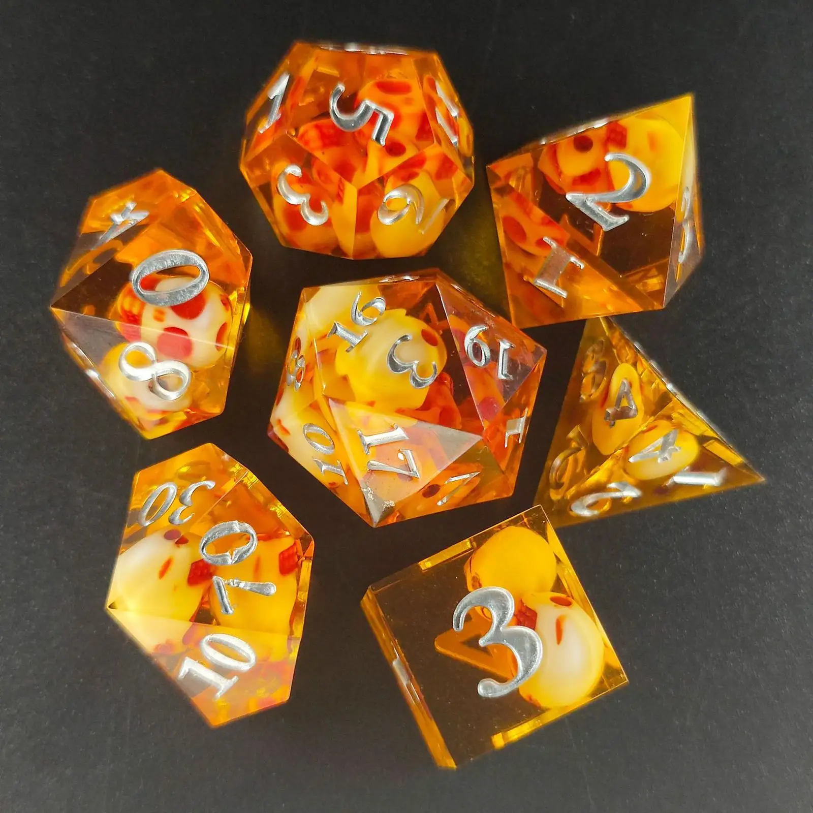 Set of 7 Multi Sided Dice Polyhedral Dices for Roleplaying DND Board Game