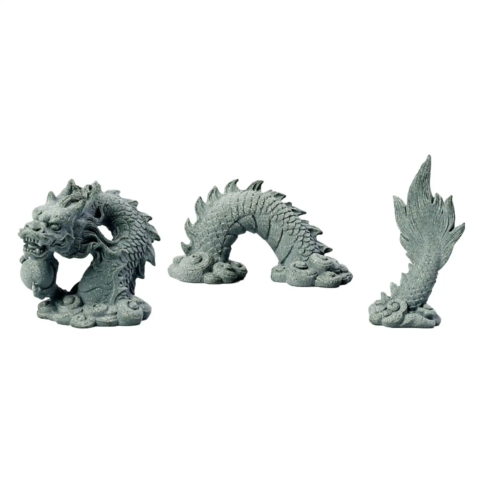 Dragon Statue Set Hand Carved Decorative Figurine Miniature Dragon Ornament Tea Pet for Tabletop Car Dashboard Home Shop Office