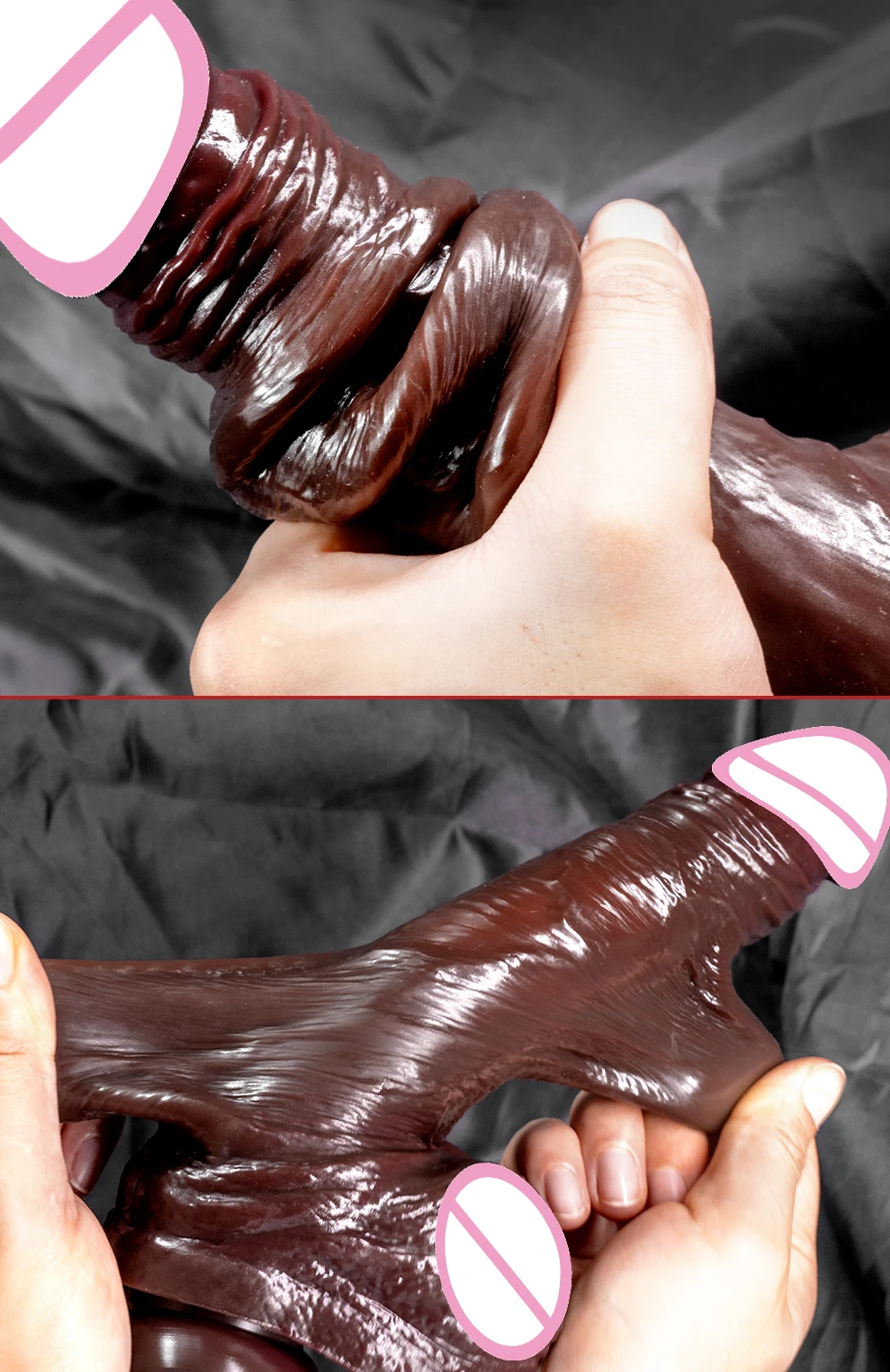 Black Realistic Dildo Silicone Dildo Sliding Testicles Foreskin Penis G Spot Stimulate Suction Cup Anal Dildo Sex Toys For Women