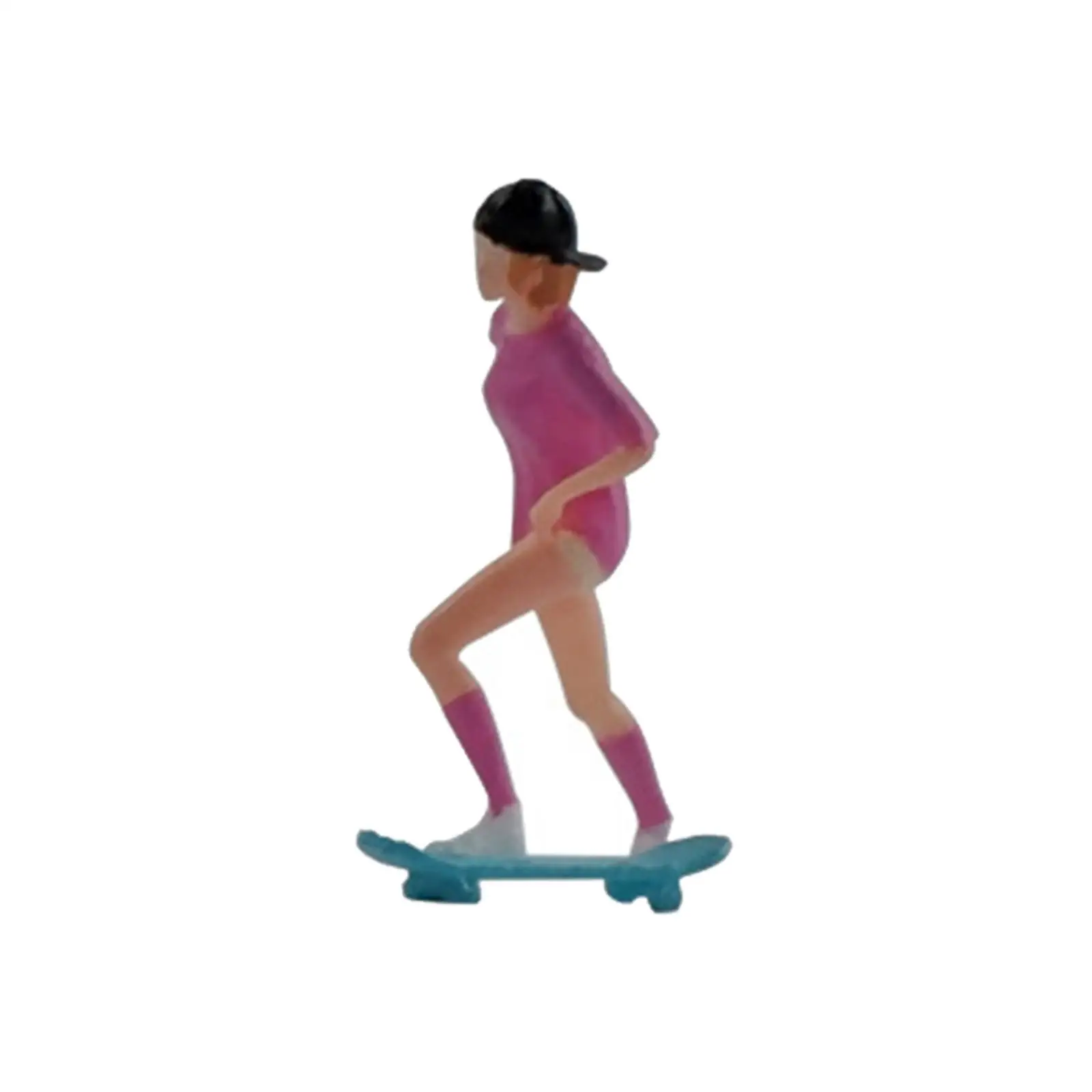 1:64 Scale Figures Skateboard Girl Miniature People Model People Handpainted for Layout