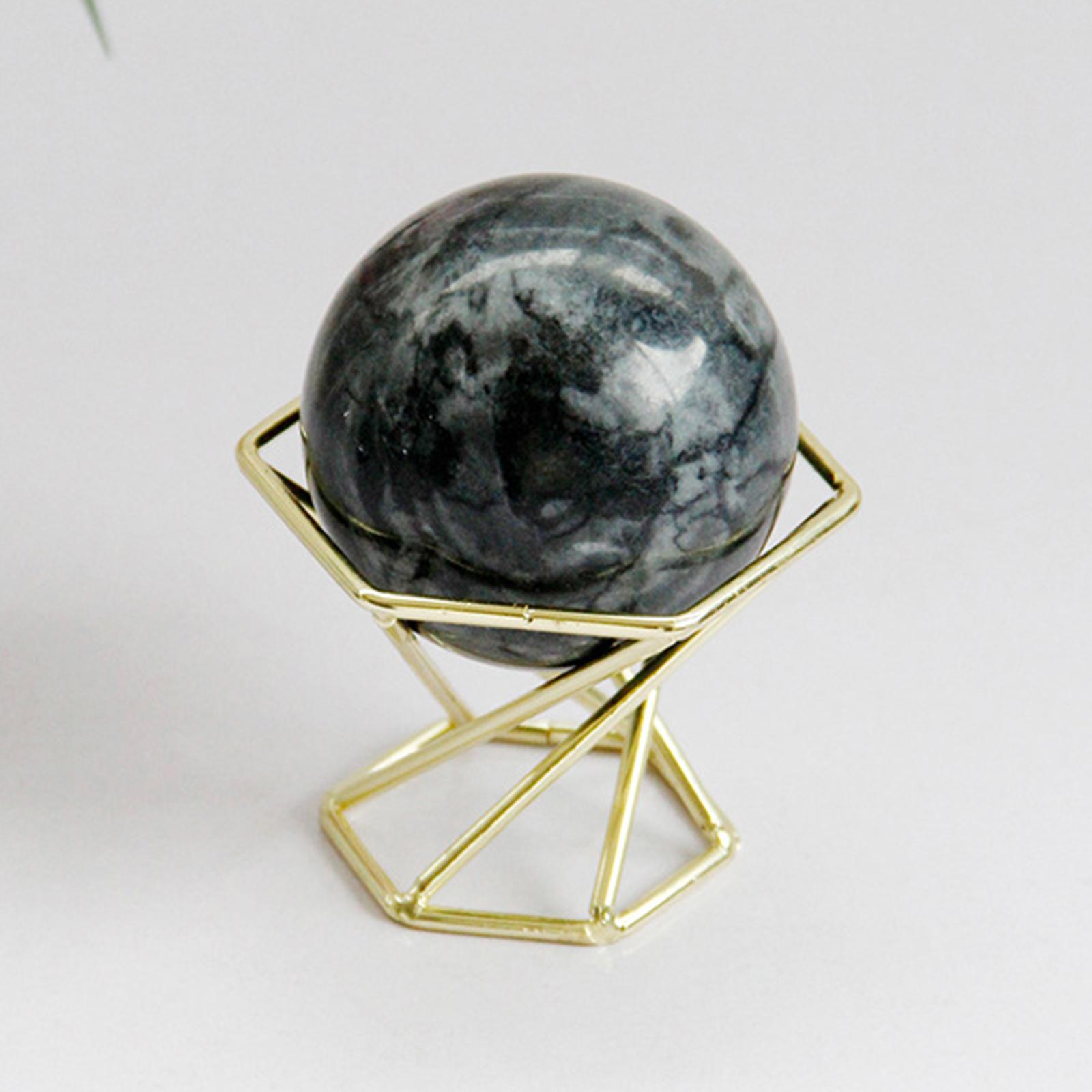 50mm Black Marble Ball with Metal Stand Stone for Decoration