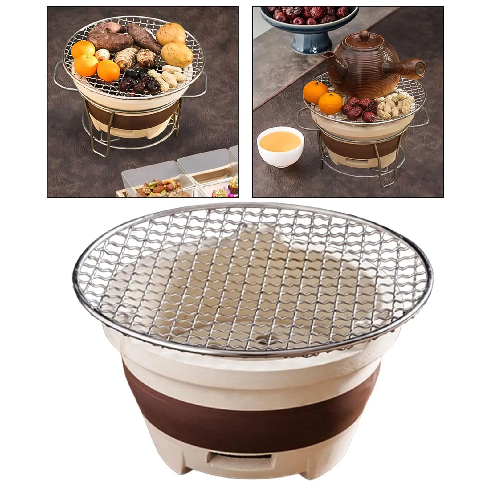 Pottery Clay Charcoal Stove Yakitori Grill for Garden Hiking Household