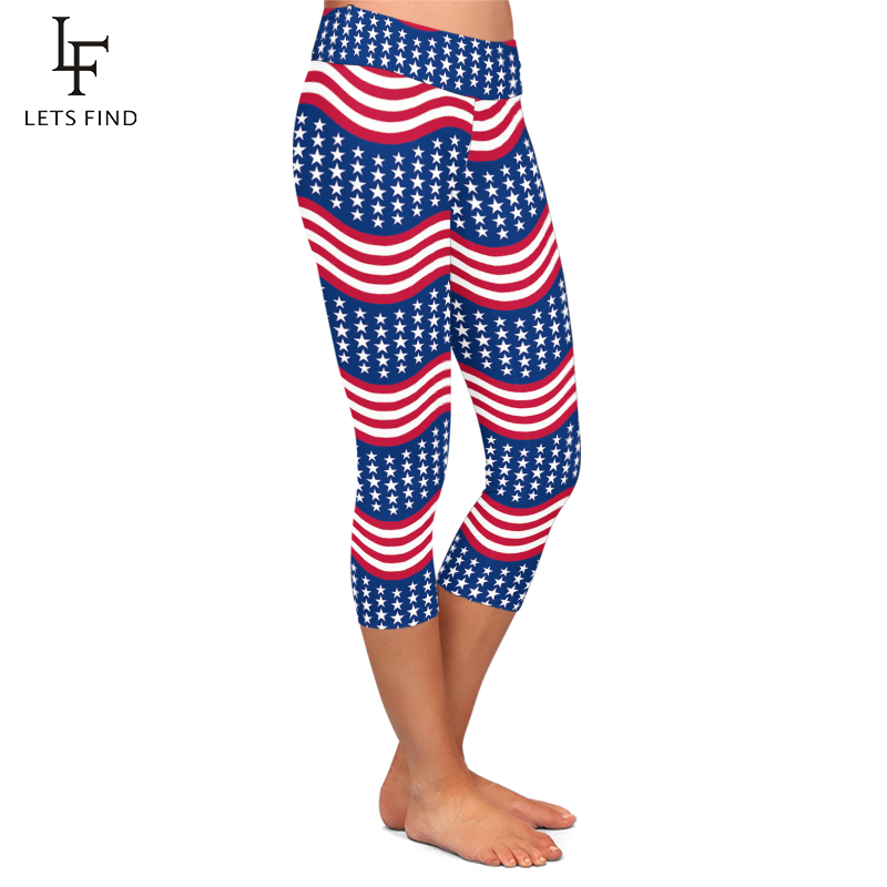 americana imprimir mulheres capri leggings de fitness