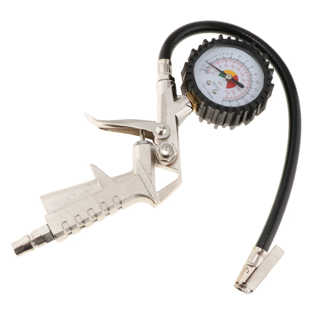 0-220PSI Car Motorcycle Truck Digital Tire Inflator Pressure Gauge Kit Deflation, Inflation and Tire Testing Functions