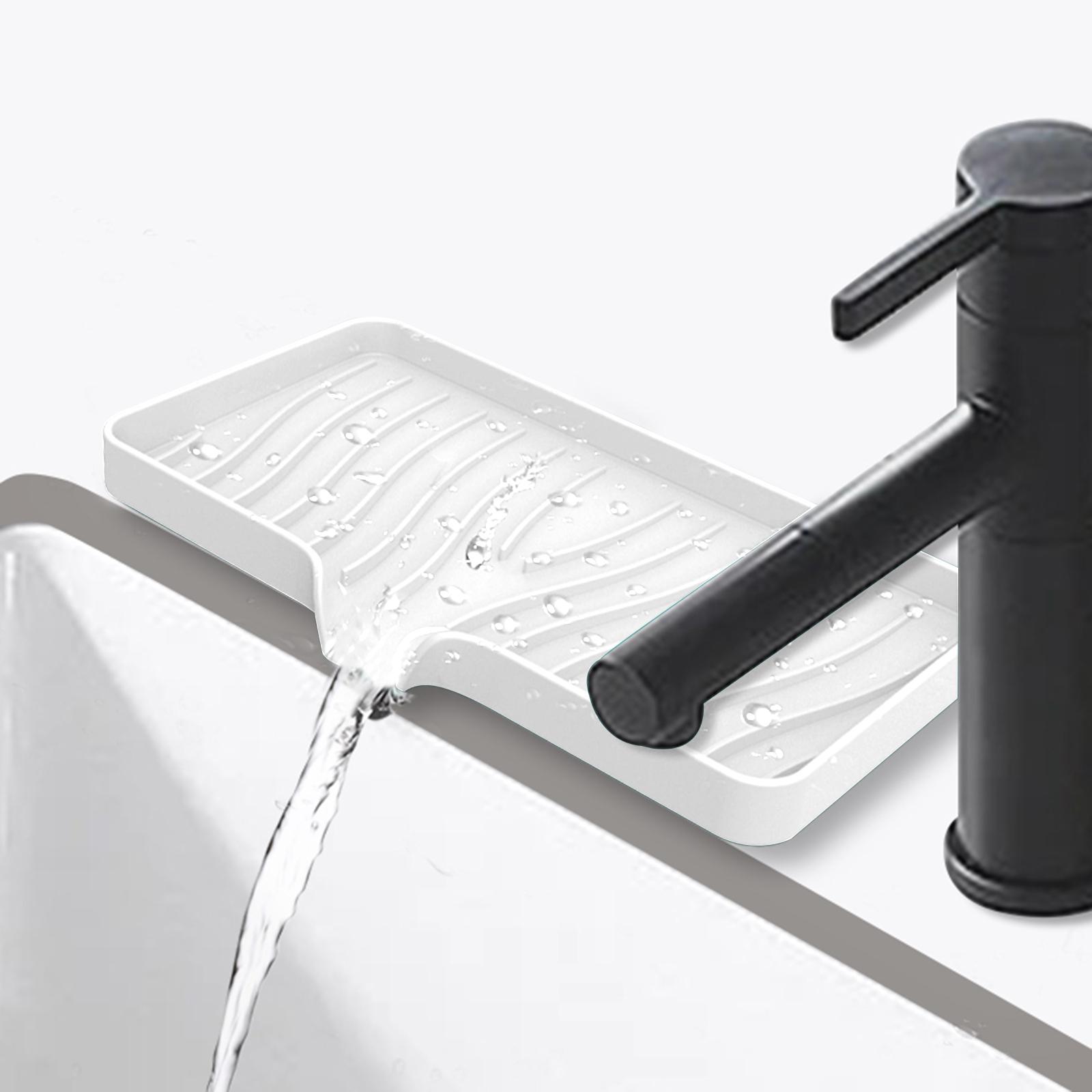 Silicone Soap Dish Holder Kitchen Sponge Tray Soap Box with Drain Soap Tray for Hotel Bathroom Countertop Kitchen Sink Toilet