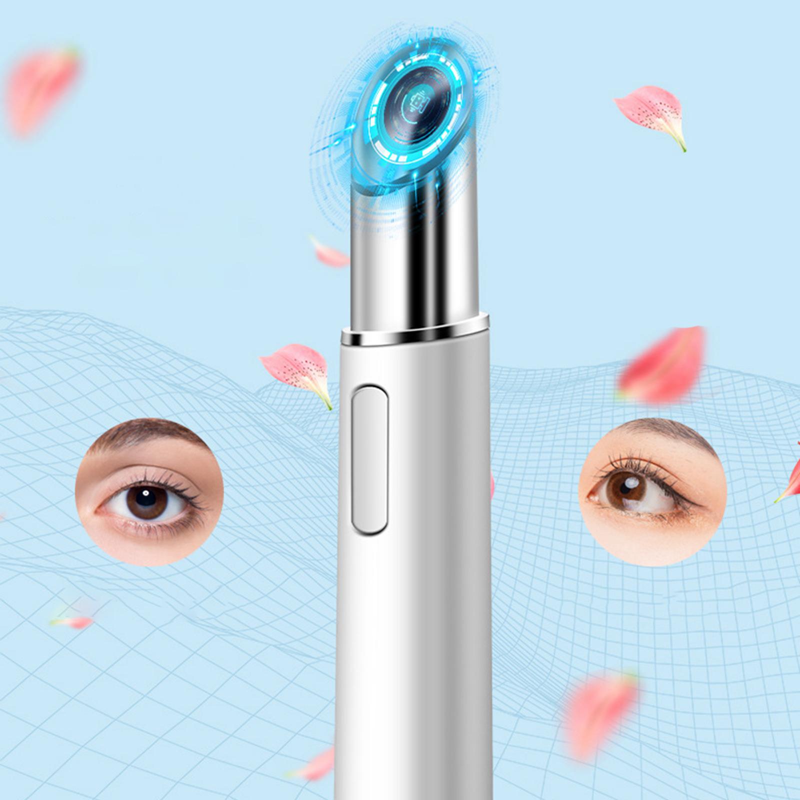 Electric Heated Eye Massager 42°C Red Blue Light Eliminate Dark Circles Massage Pen Promote Essence Absorption Anti Aging