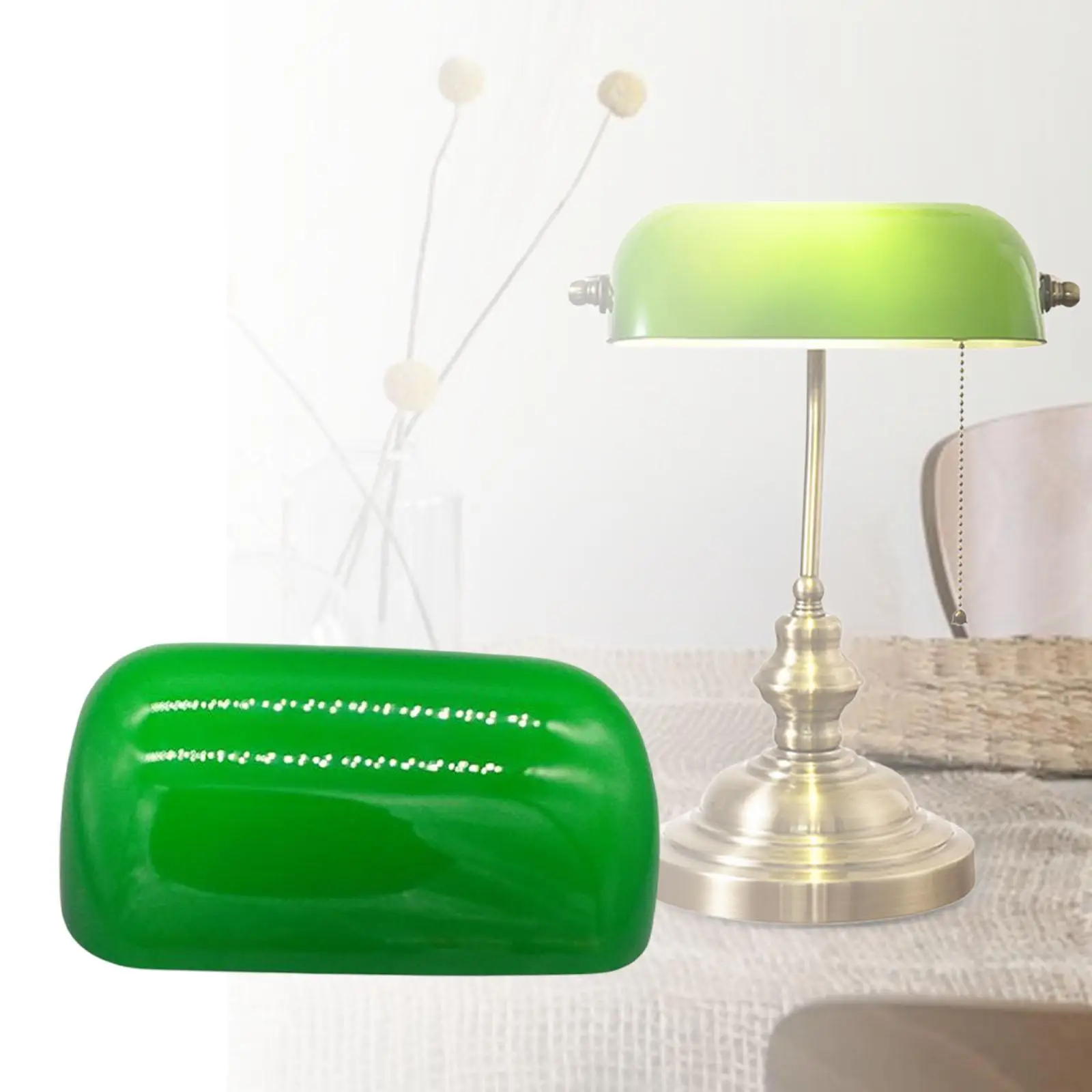 Classic Green Glass Bankers Lamp Shade Replacement Cover Lampshade for Bedside Living Room