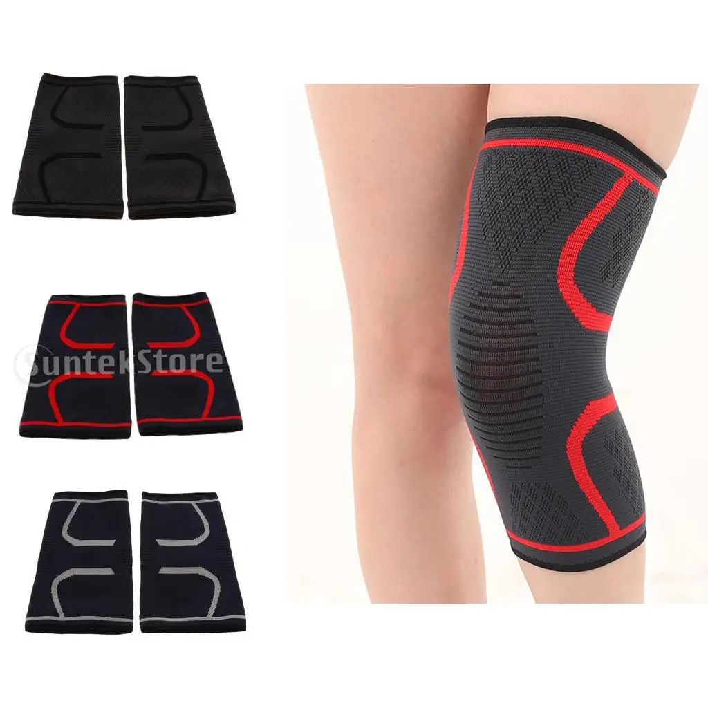 2pcs Knee Brace Compression Sleeve Support for Running, Biking, Basketball, Arthritis