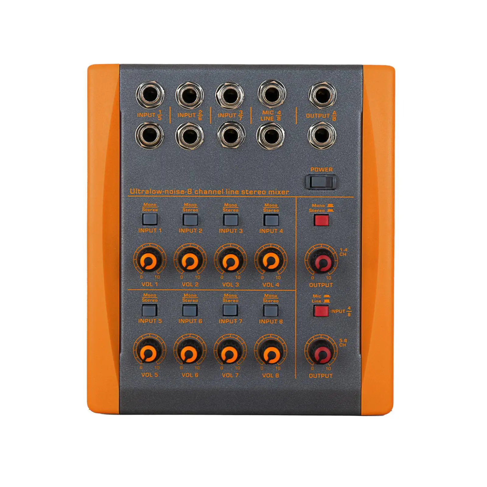 Mini Audio Mixer DC 5V 6.35mm Interface Compact Mixer Professional 8 Stereo Ultra for Bars Small Clubs Studio Recording Guitars