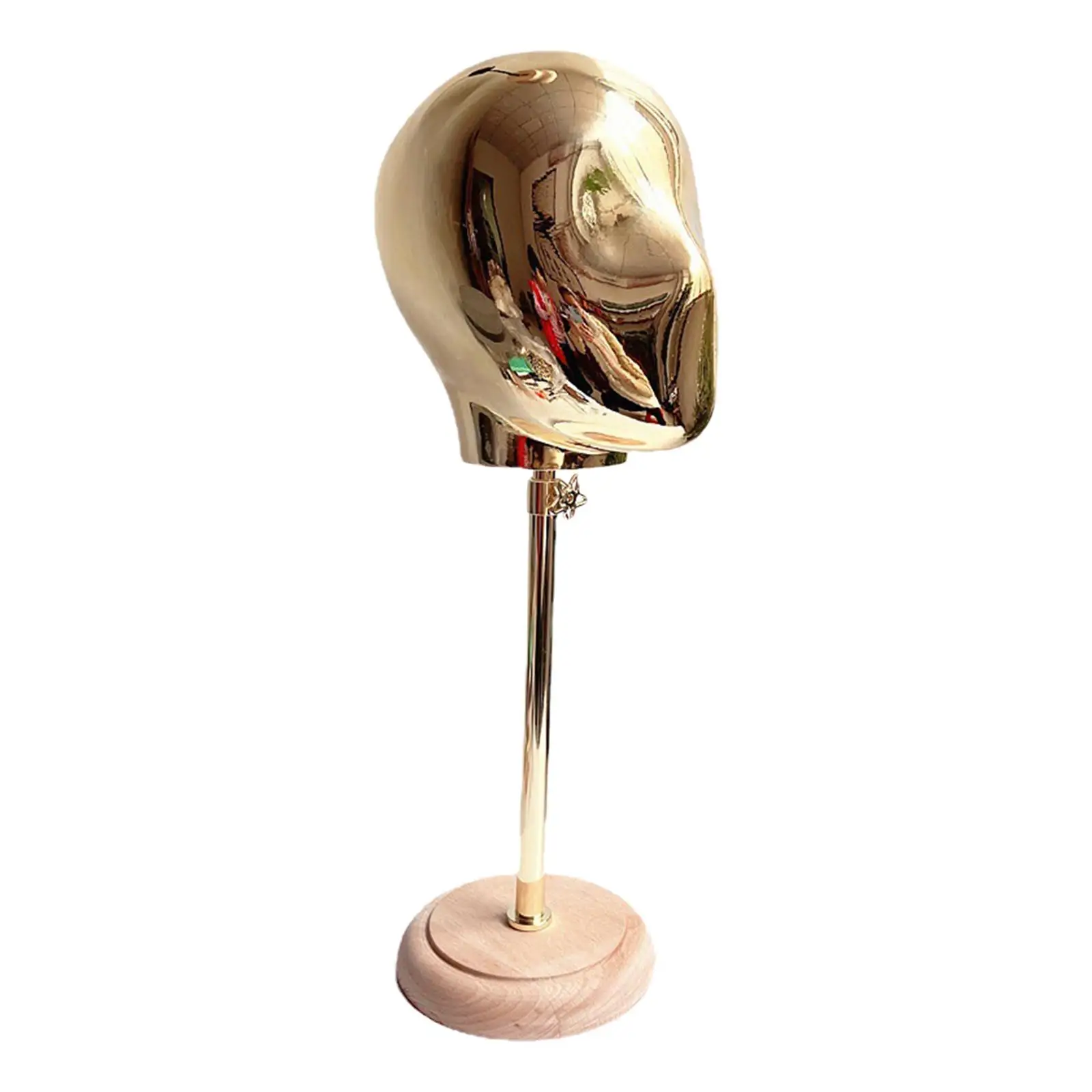 Mannequin Styling Head Wig Making Hat Display Stand Aureate Lightweight Total 19-27.5inch Tall Multifunctional Round Wood Base