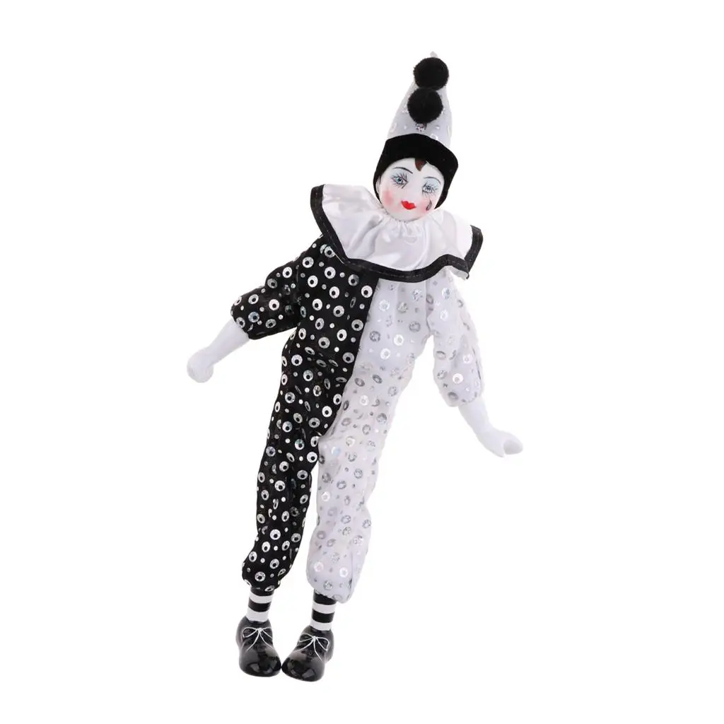 15inch Porcelain Hanging Foot Clown Doll  Desk Display Decoration