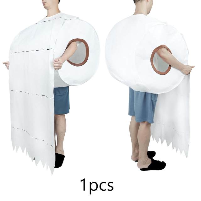 Toilet Tissue Costume Hilarious Dress up Cosplay Costume Roll Paper Cosplay Clothing for Cosplay Halloween Party Couples Men
