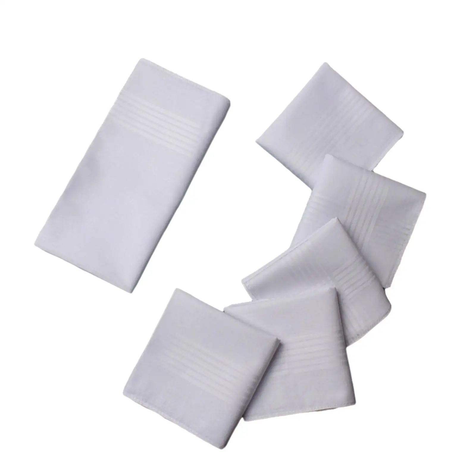 6Pcs Pure White Mens Handkerchief Hankies Gift Set Soft Combed Cotton Pocket Square for Gents Everyday Use Wedding Prom Grooms