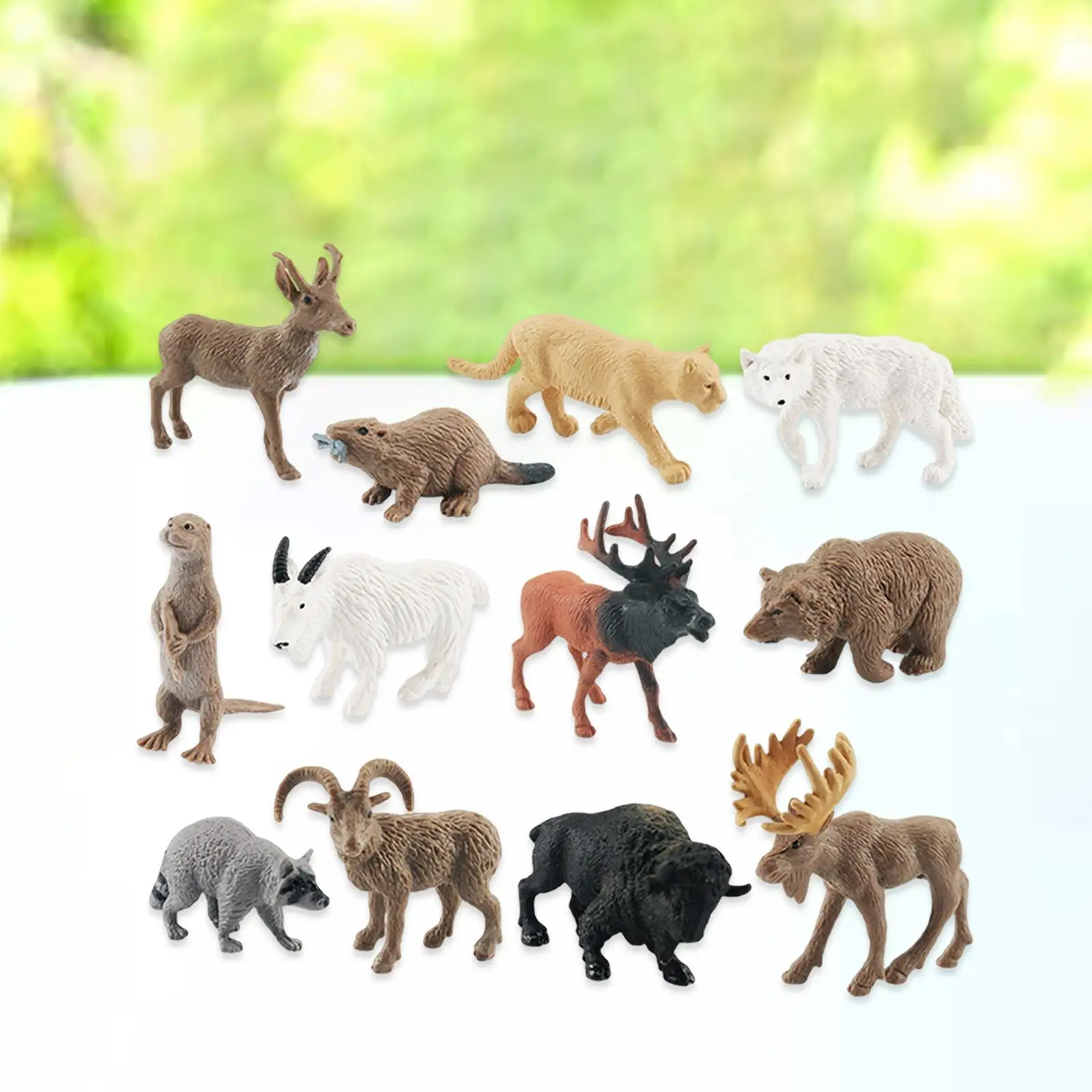 12Pcs Animal Figurines Assortment Elk Bison Bighorn for Teaching Props