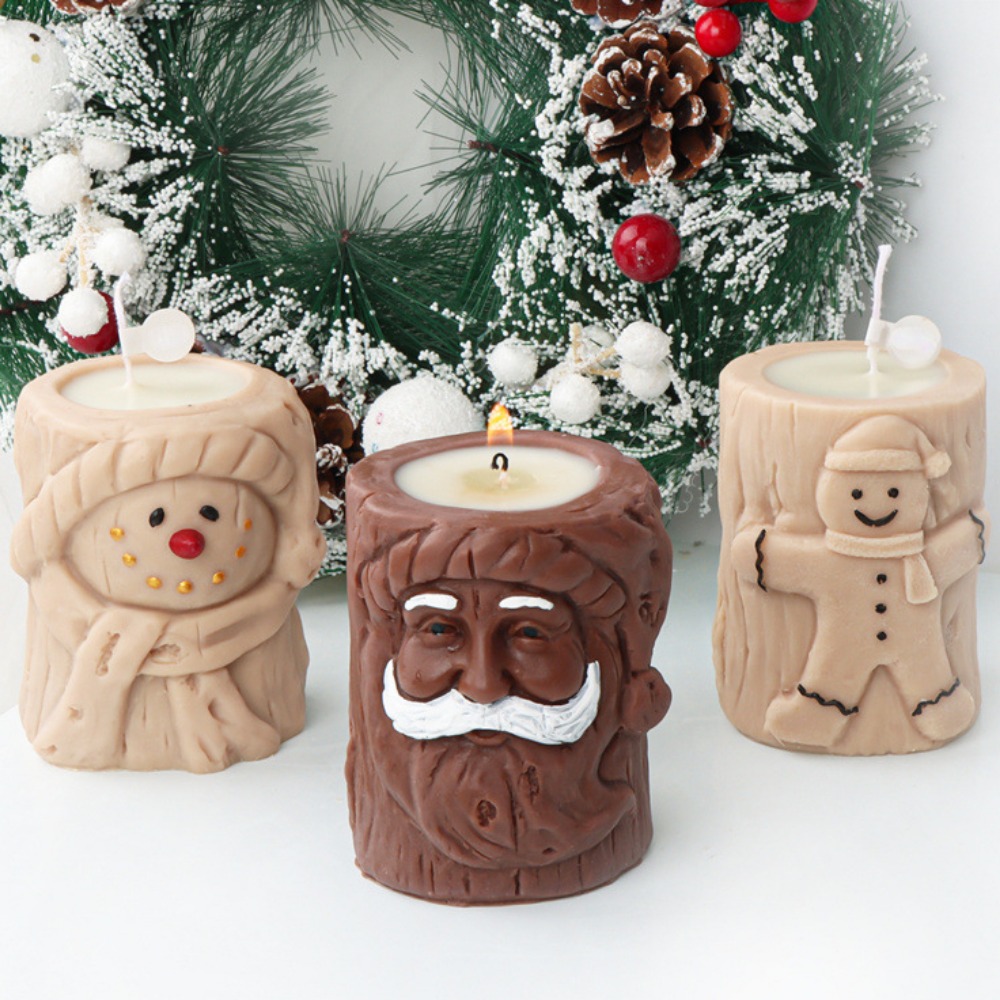 Description Picture 4 of itemBearded Santa Claus Deer Stump Silicone Candle Mold Gingerbread Snowman Cylinder Plaster Candlestick Making Gift Christmas Decor