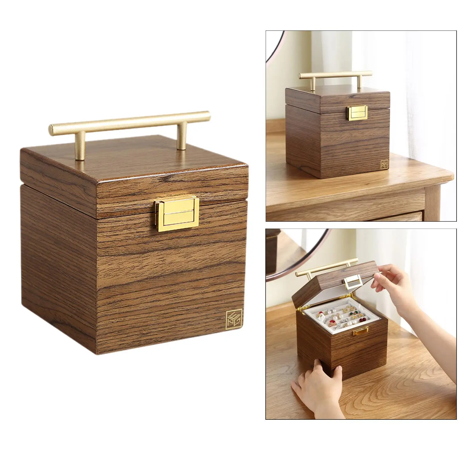 Wooden Jewelry Box Watches Rings Necklaces Case Holder Organizer for Women