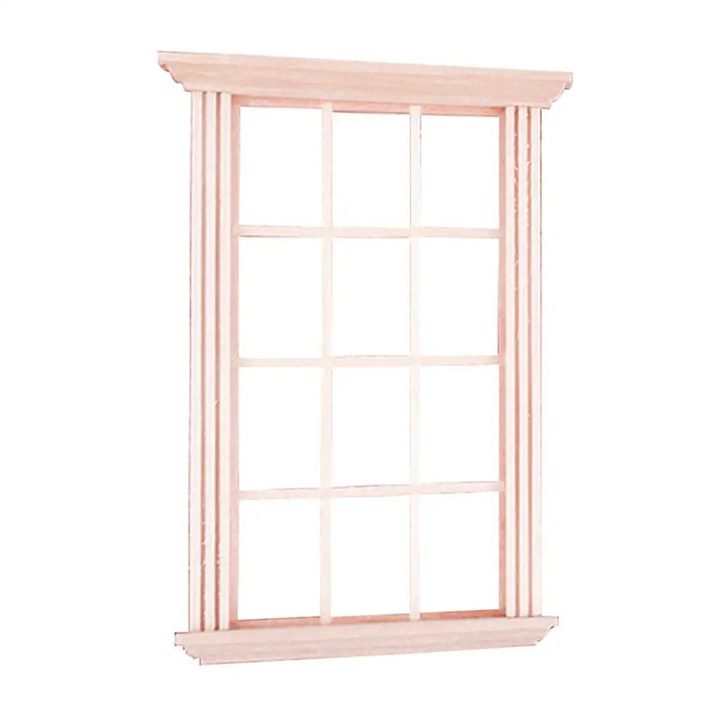 1/12  Wood Window Frame Dollhouse Miniatures Furniture Model Decor Accs