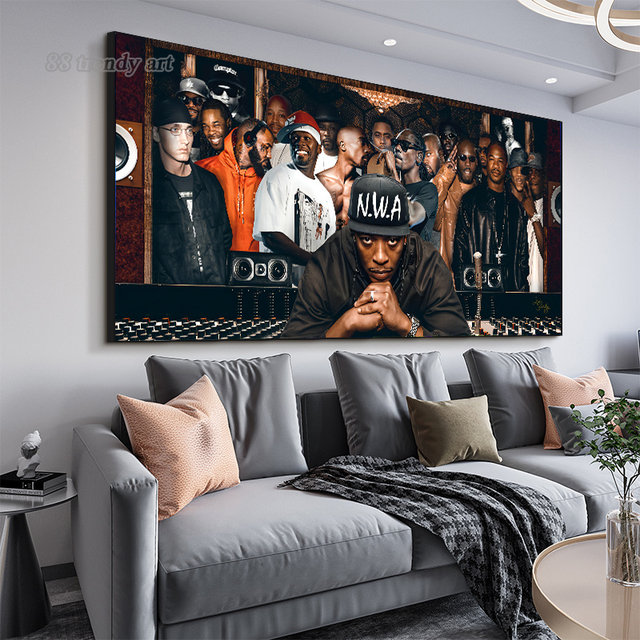 True Legends of Rap Poster Modern Rappers Hip Hop Singers Combination Art  Canvas Painting 2Pac Eminem Pictures Living Room Decor