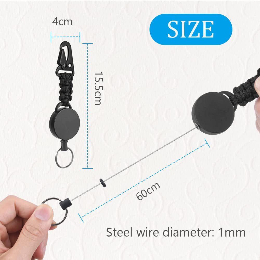 1pc Schlüssel Ring Clip Versenkbare Pull Schlüssel Ring Kette Reel Ausziehbare Gürtel Reel ID Lanyard Name Tag Karte Abzeichen halter – Detail 4