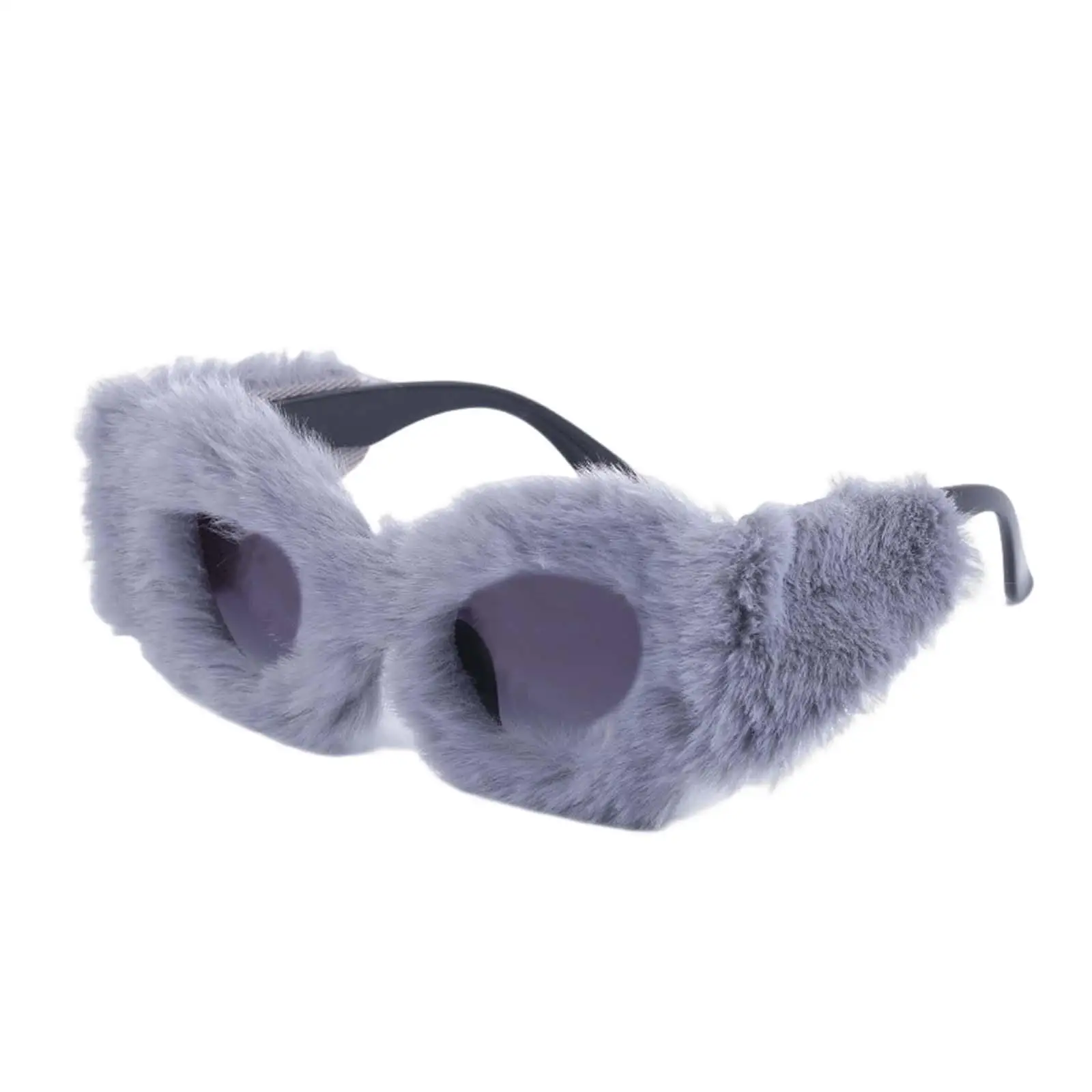 Plush Fuzzy Cat Eye Sunglasses Versatile Durable Retro Style Fashion Eyewear Eyeglasses for Girls Travel Street Concert Cosplay