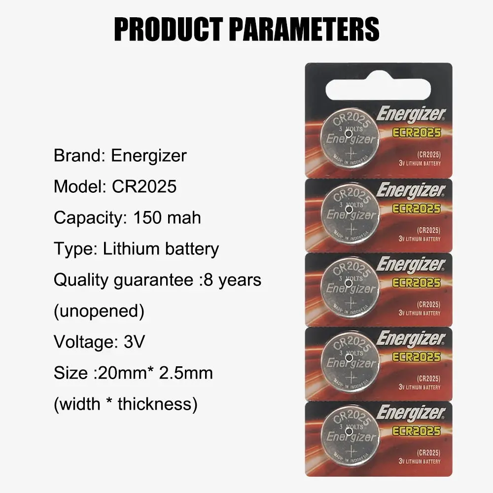 Original Energizer CR2025 DL2025 DLCR 2025 3V Lithium Batteries For Watch Toys Calculator Weight Scale Button Cell Battery battery packs