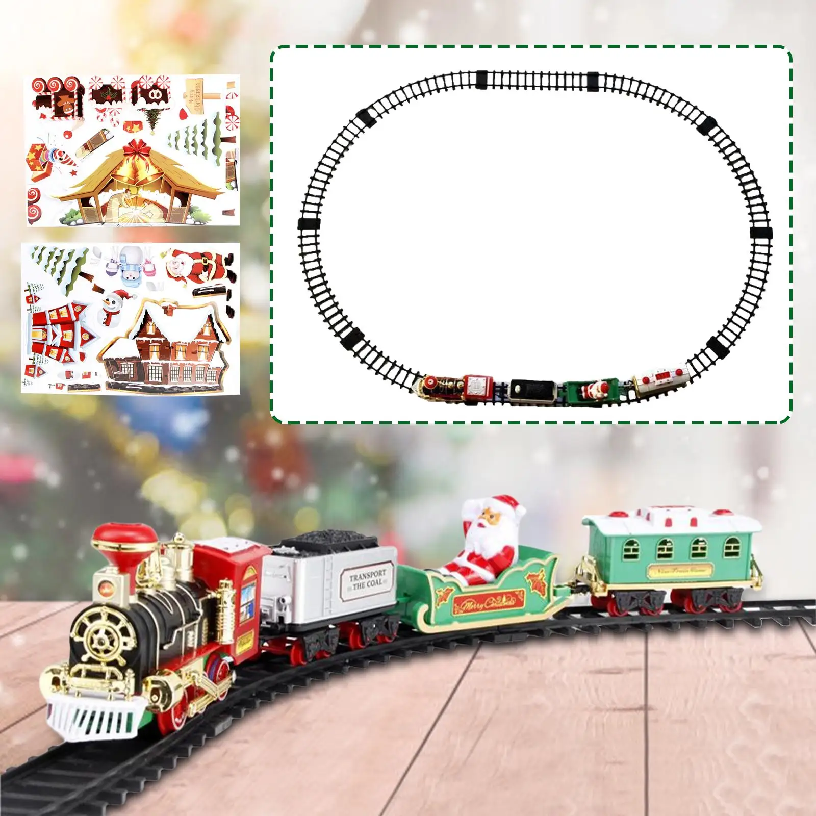 Electric Train Set Xmas Tree Decors with Lights and Sounds Kid Toy Railway Track Set for New Year Preschool Toddlers Gifts
