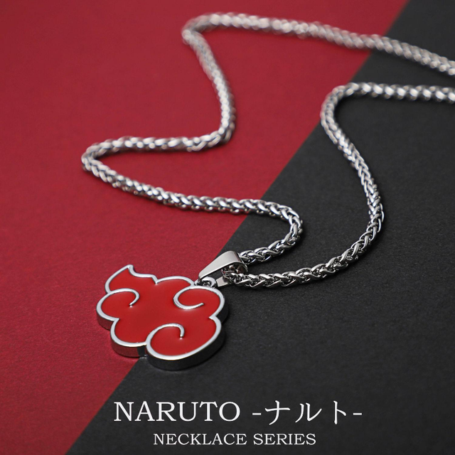 NARUTO Akatsuki Red Cloud Pendant Necklace Men Stainless Steel