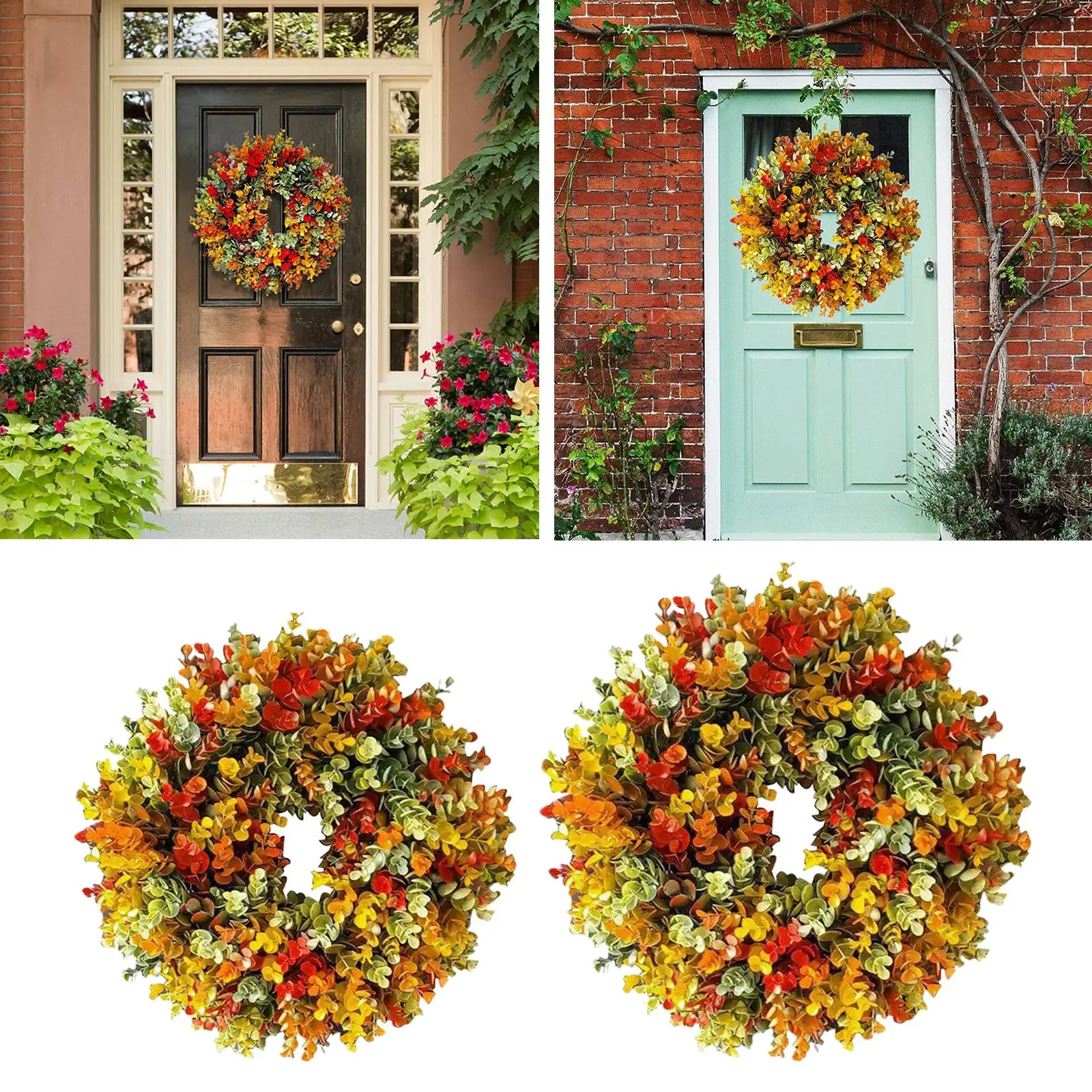  Fall Autumn Garland Greenery Eucalyptus Wreath Door Wall Hanging Decoration