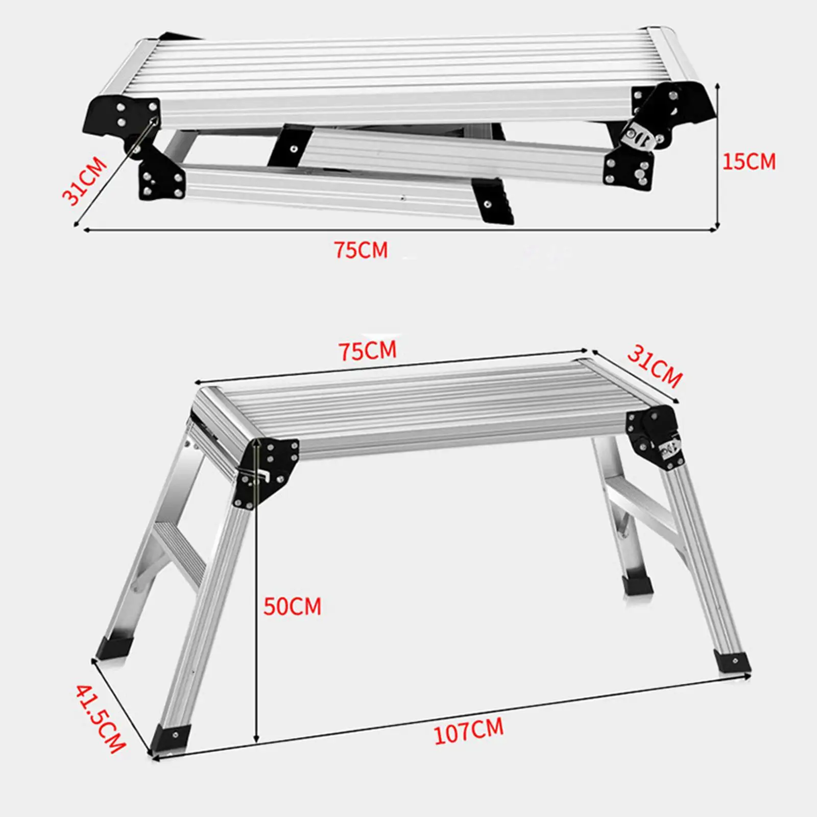 Folding Work Platform Footstool Car Wash Table Climbing Stool for Plasterers Repairing Cleaning Windows Home Decorating Office