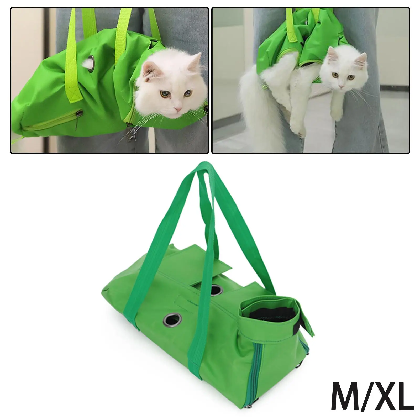 Cat Grooming Restraint Bag Adjustable Size Comfortable Anti Bite Carrying Bag for Claw Care Bathing Cleaning Travel Kitten Puppy