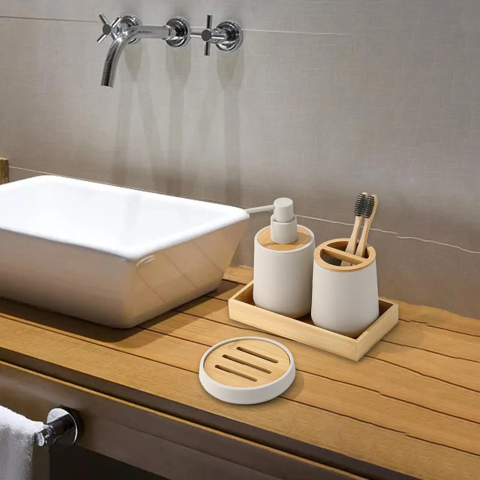 4 Pieces Bathroom Accessories Set Collection for Homes, Hotels Complete Set Countertop Decoration Bath Set Stylish Design