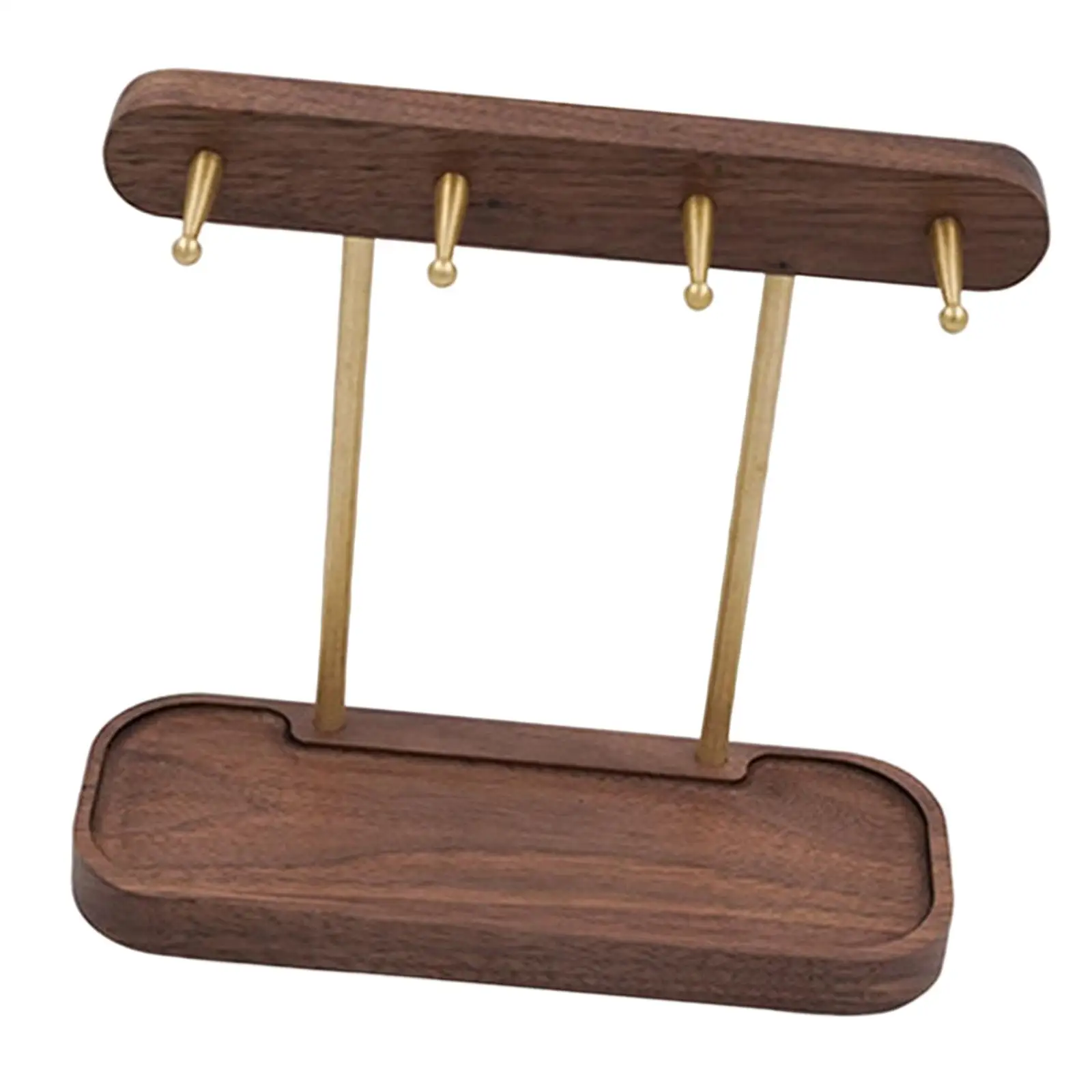 Wooden Desktop Key Holder Hook Organizer with 4 Hooks and Tray Storage Rack Creative Decorative for Home Entrance Decoration