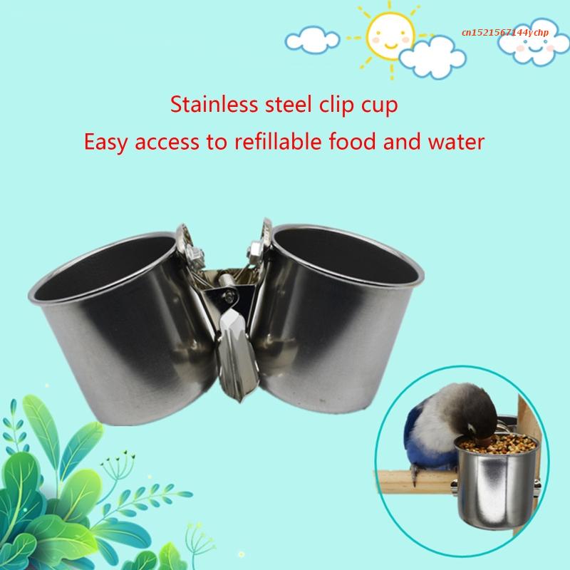 Title 9, Stainless Steel Bird Feeder Coop Cup Food Bowl ...