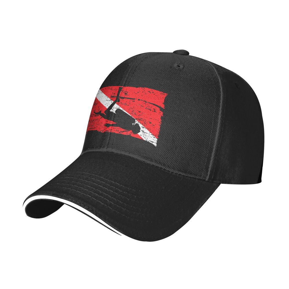 Tauch flagge Vintage Taucher Tauchen Tauchen wind dichte Kappe Sonnenblende Hip Hop Kappen Cowboyhut Peaked Hüte – Detail 1