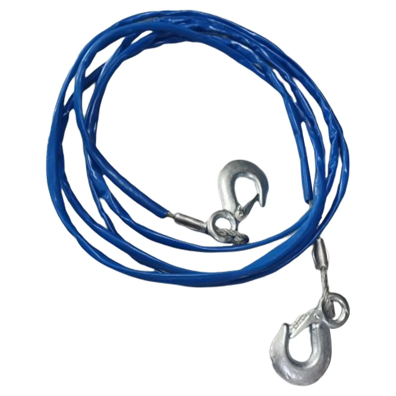 Blue Rubber Coated Tow Recovery Hook Rope 5 Ton 4Meter Heavy Duty Steel Wire Cable for Car
