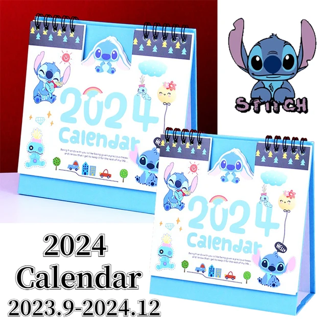 Mini calendrier de bureau Disney Stitch, mignon, dessin animé, créatif,  délicat, simple, note, bobine, décoration, cadeau, 2024 - AliExpress