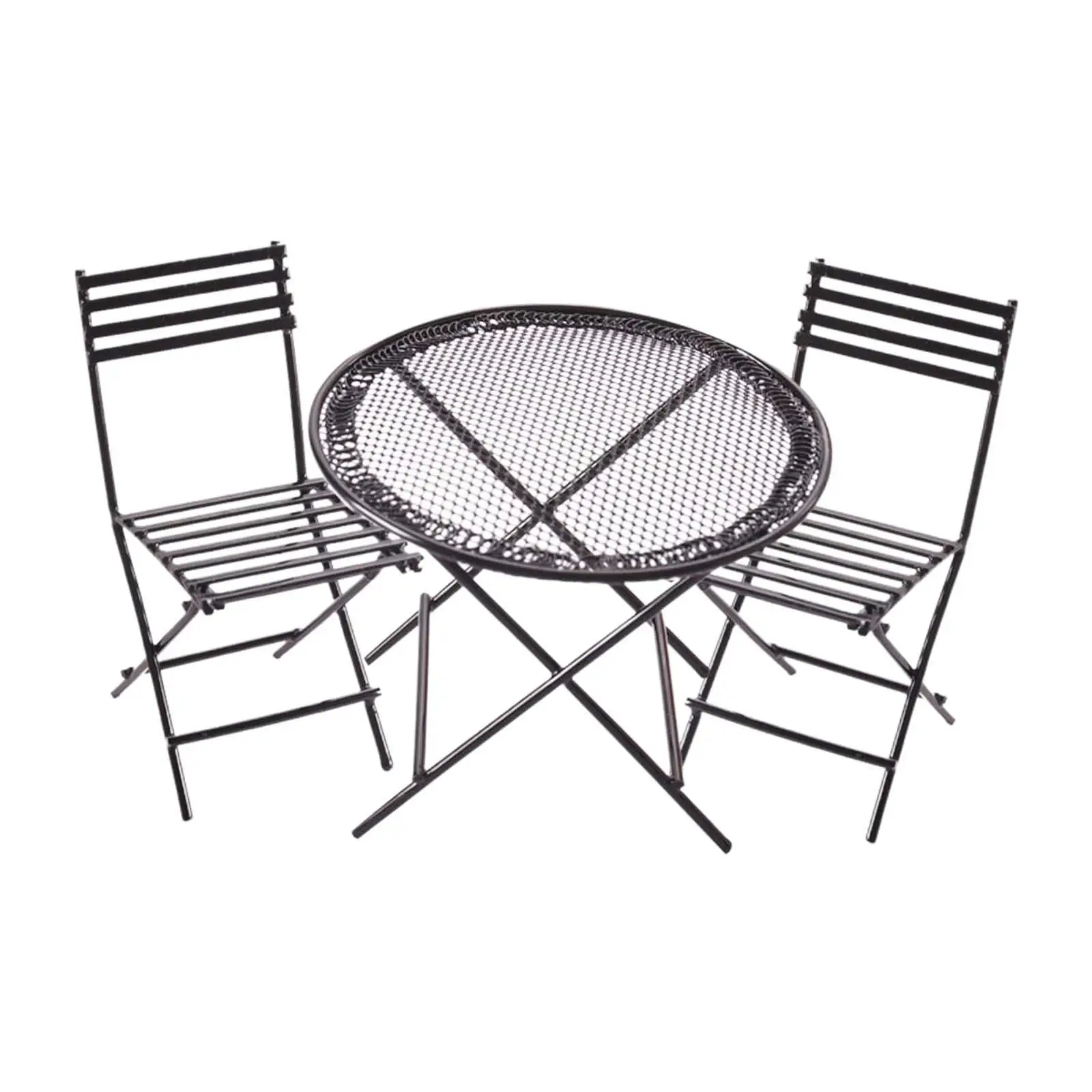Miniatures Dolls House Garden Furniture, Wrought Iron Patio Table Chairs for 1/12 Dollhouse