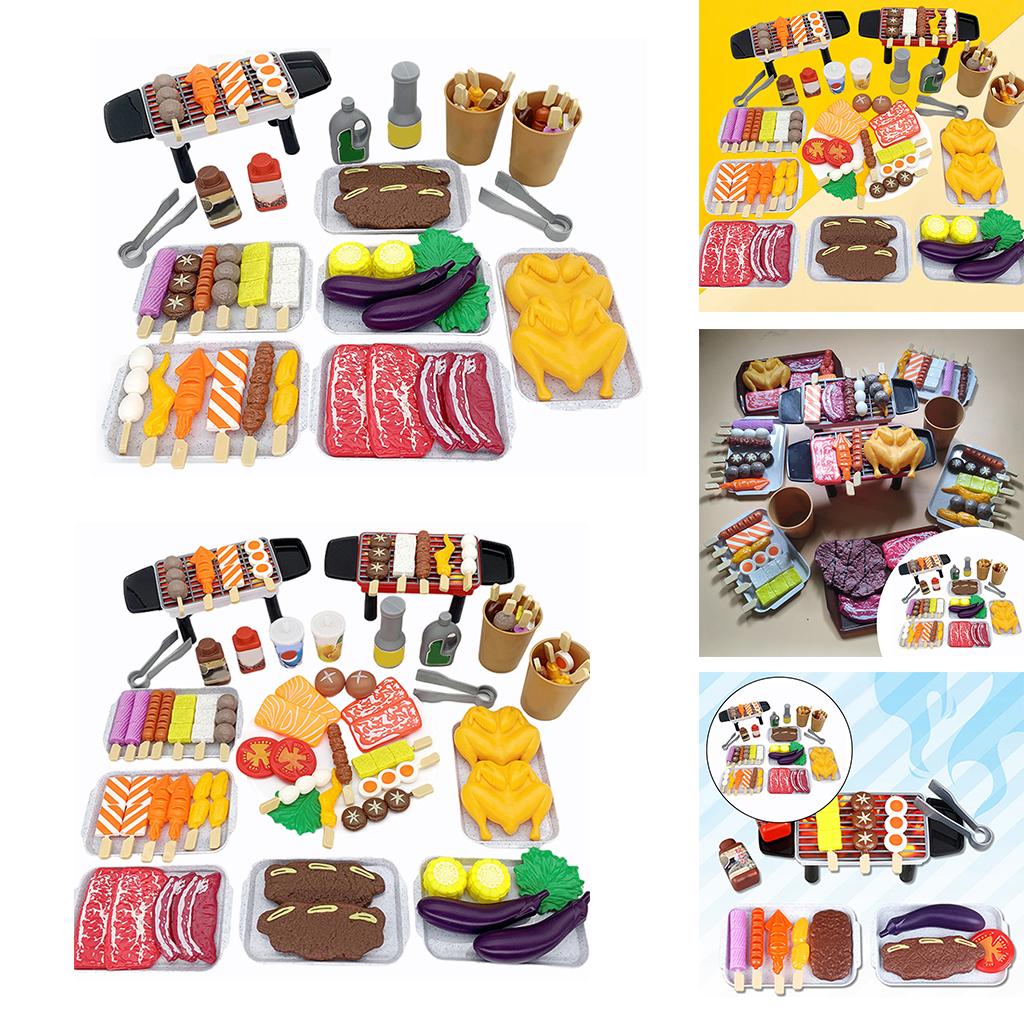 Backyard Picnic Kitchen BBQ Playset Pretend Play Food Toy Grill Barbeque Cooking Tools Role Gifts