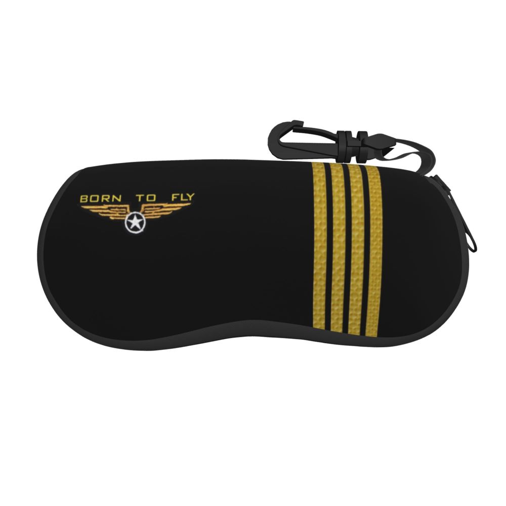 Custom Born To Fly Captain Stripes Sunglasses Soft Case Neoprene Zipper Pilot Air Fighter Shell Eyeglass Case Protective Box