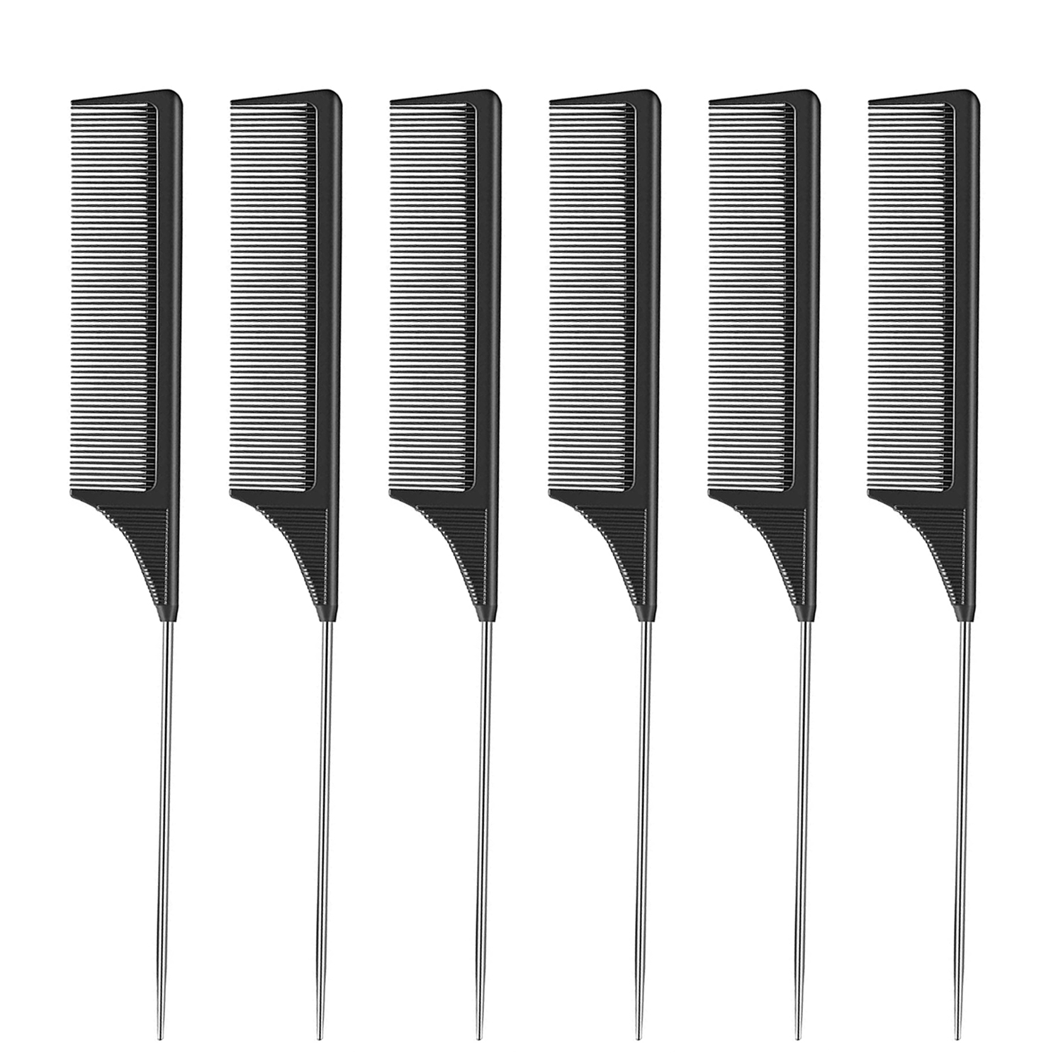 Best of 6 Packs Rat Tail Comb Steel Pin Rat Tail Carbon Fiber Heat Resistant Teasing Combs With Stainless Steel Pintail Reviews & Tips