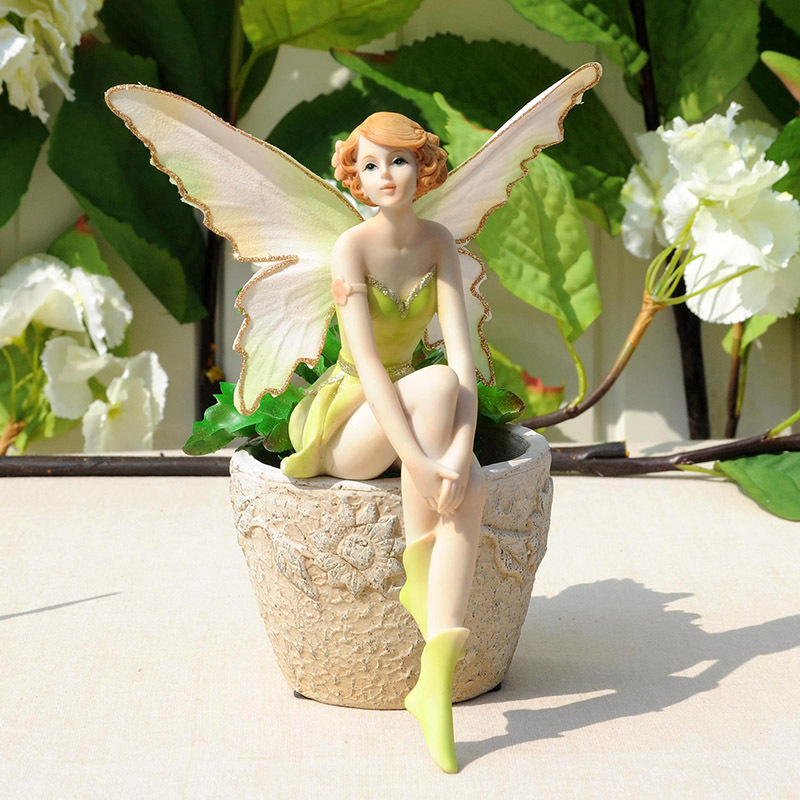 flor verde fada menina anjo decoração para casa ornamento presente resina artesanato