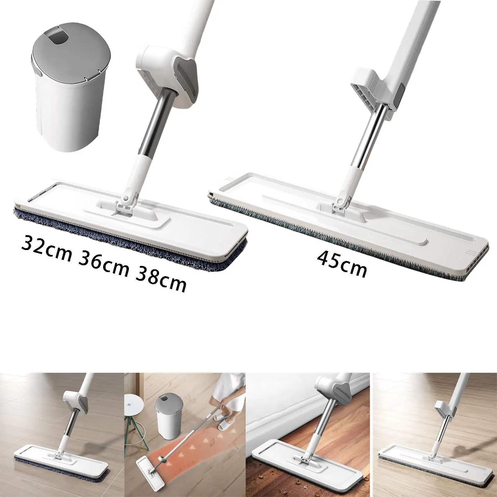 Hand Free Flat Mop Flexible Wet or Dry Scrubbers Household Supplies Large Panel Slim Floor Mop Microfiber Mop for Ceiling Home