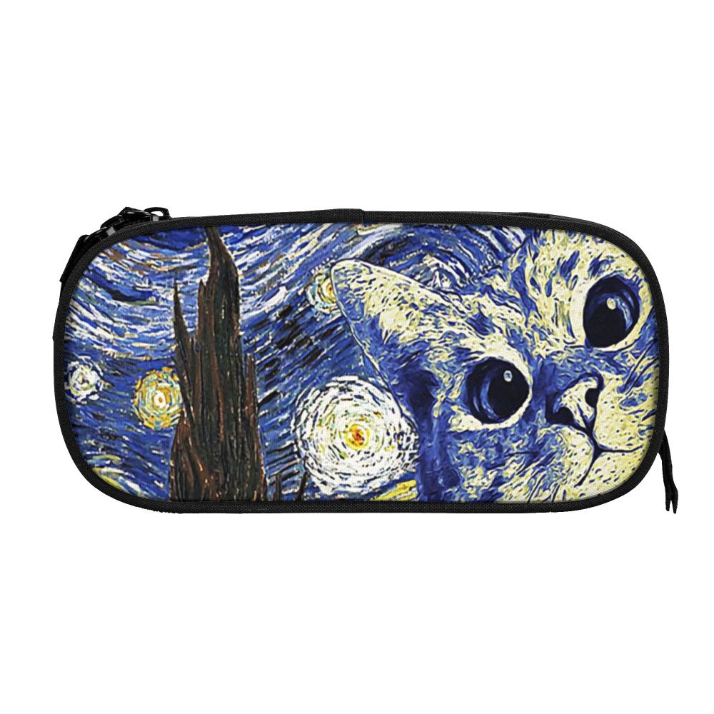 caso de lápis coreano vincent van gogh para meninos gilrs estilo personalizado gato pintura óleo grande armazenamento caneta caixa saco papelaria