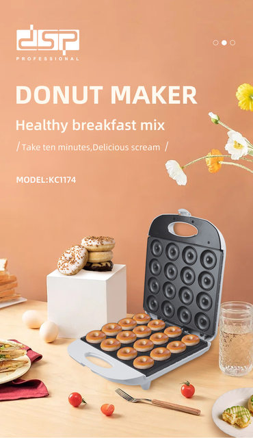 Houselin Mini Donuts Machine 220V Donut Maker Machine DIY Home Use Mini Doughnut  Maker Free Shipping Double-sided Heating