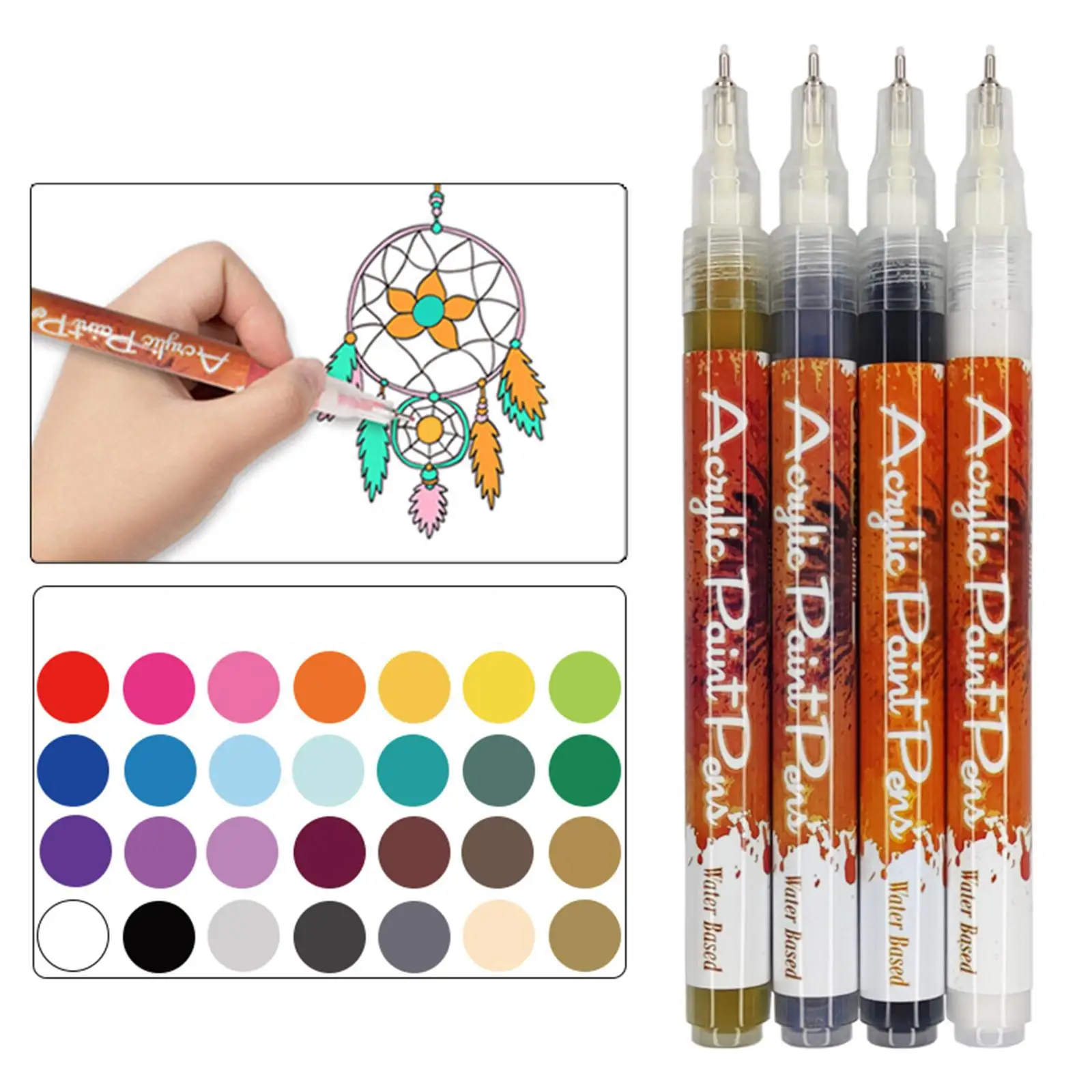 4 Colors Acrylic Paint Pens Permanent Marker Pens for Rock Wood Canvas Ceramic , Kids Birthday Gift