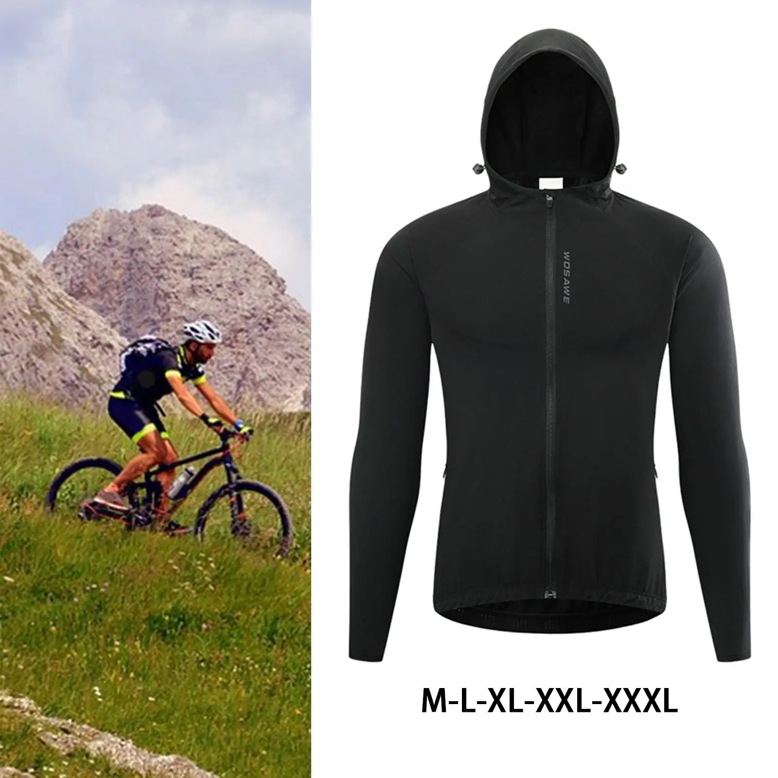 Bike Cycling Jacket for Men Breathable Lightweight Thermal Hooded Coat