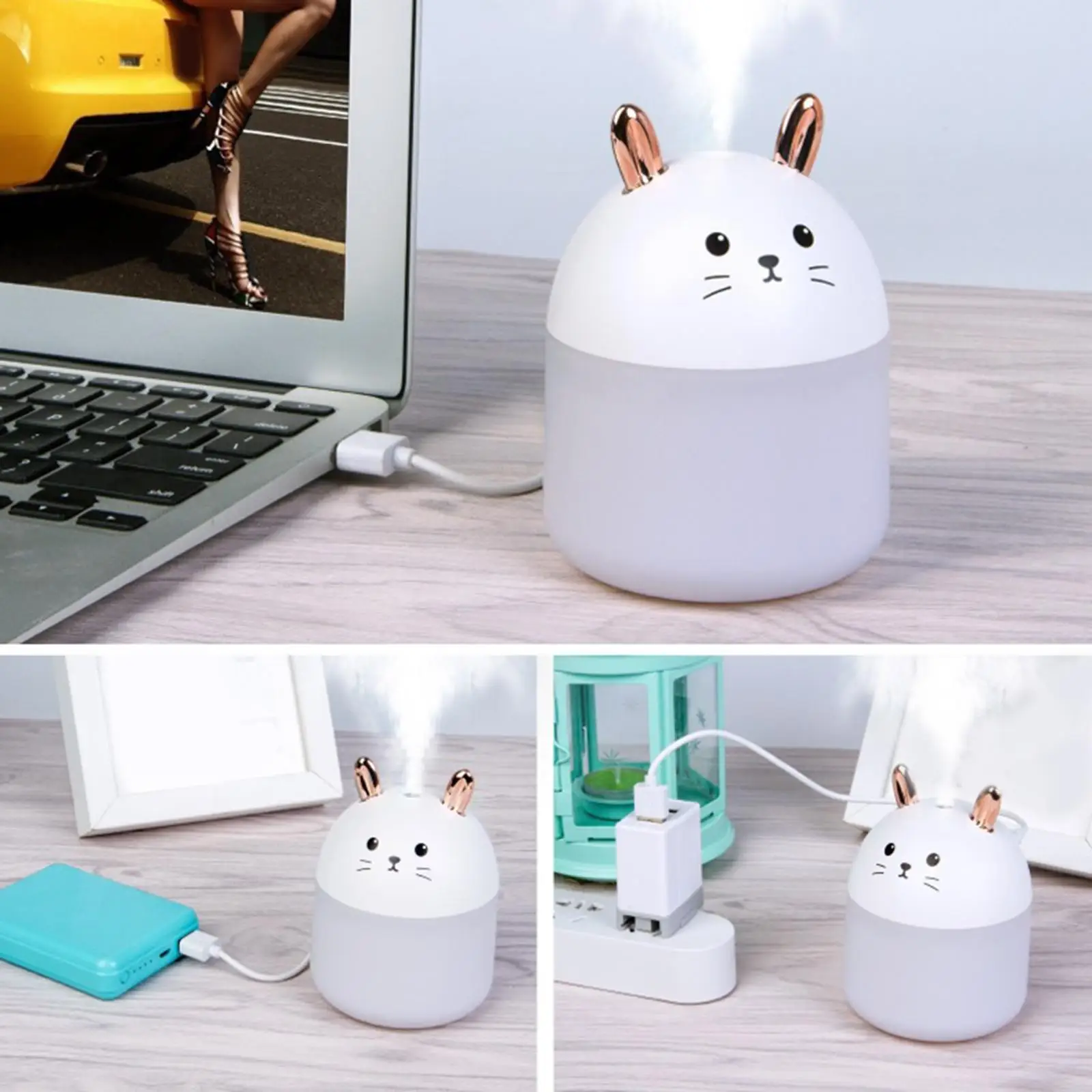 250ml Mall Air Humidifier Water Tank USB Essential Oil Aroma Diffuser Ultrasonic Fog Steam for Household Desktop Living Room 