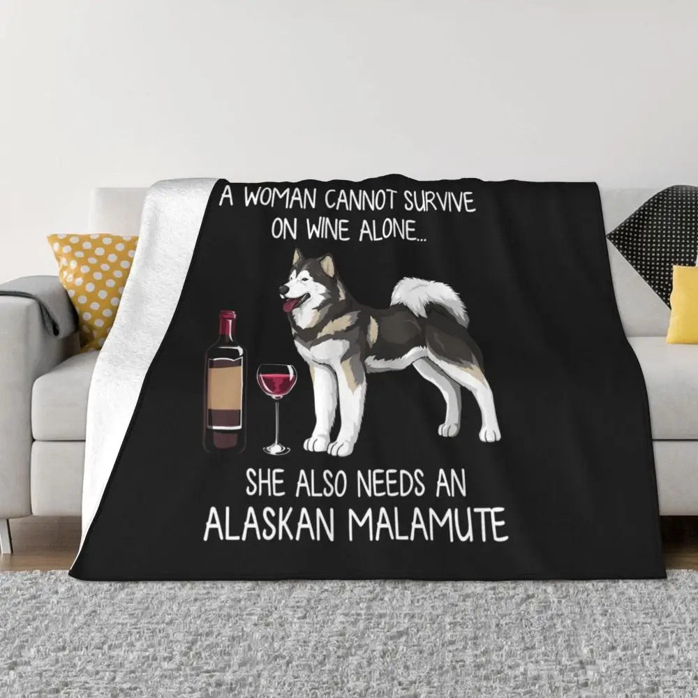 Alaskan Malamute And Wine Funny Dog Blankets Warm Flannel Dog Lovers Animal  Throw Blanket for Bedding Couch Quilt| | - AliExpress