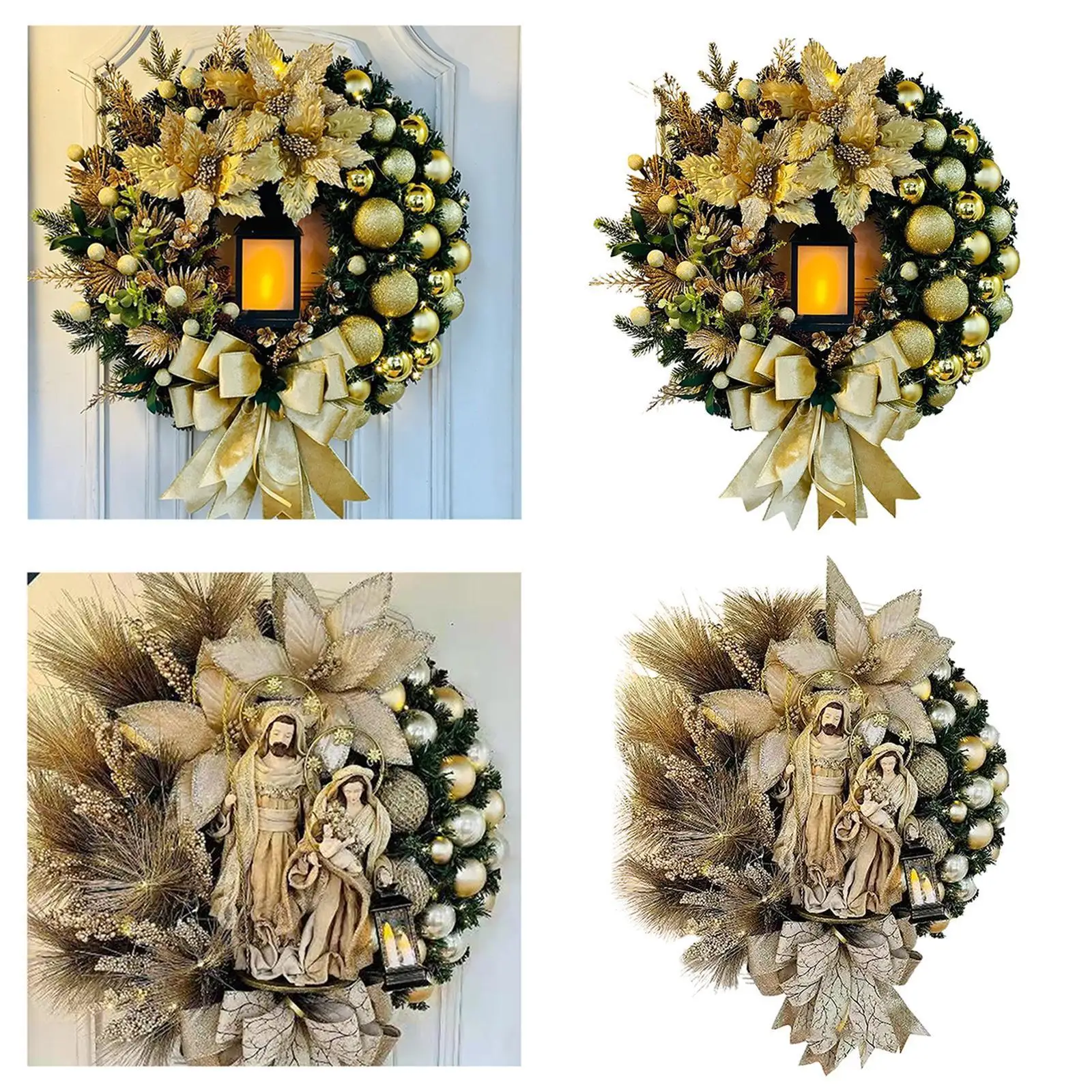 Garland Decorative Bow Ornaments Flowers  for Home Front Door 