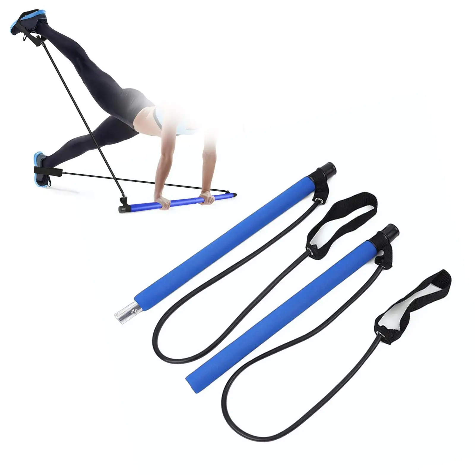 Durable Pilates Bar Resistance Band Strength Weights Muscle Training Bar Rope for Workout, Yoga